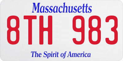 MA license plate 8TH983