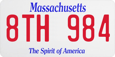 MA license plate 8TH984