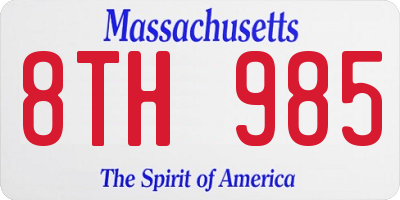 MA license plate 8TH985