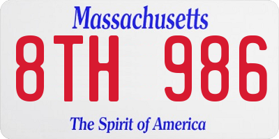 MA license plate 8TH986