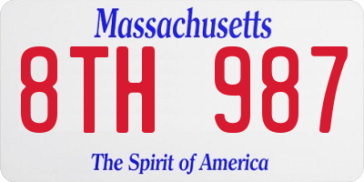MA license plate 8TH987
