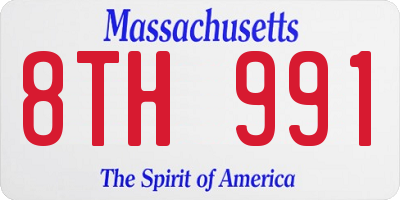 MA license plate 8TH991