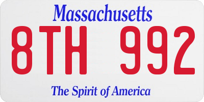 MA license plate 8TH992