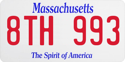 MA license plate 8TH993
