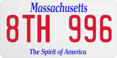 MA license plate 8TH996