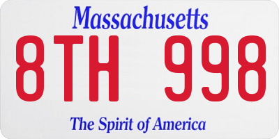 MA license plate 8TH998