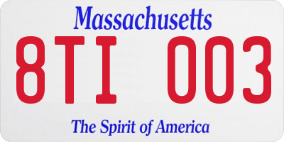 MA license plate 8TI003