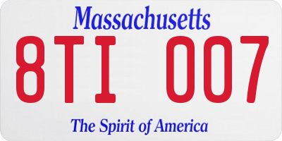 MA license plate 8TI007
