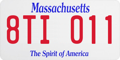MA license plate 8TI011