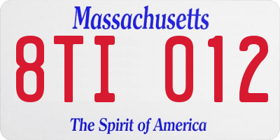 MA license plate 8TI012