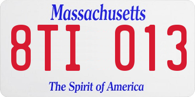 MA license plate 8TI013