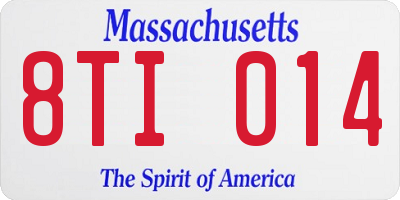 MA license plate 8TI014
