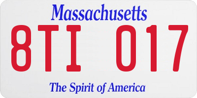 MA license plate 8TI017