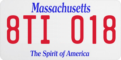MA license plate 8TI018