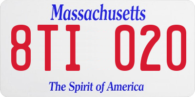 MA license plate 8TI020