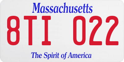 MA license plate 8TI022