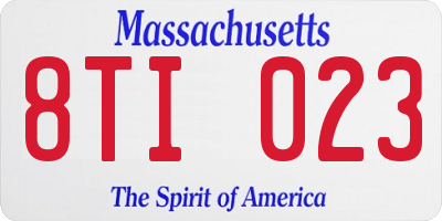 MA license plate 8TI023