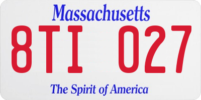 MA license plate 8TI027