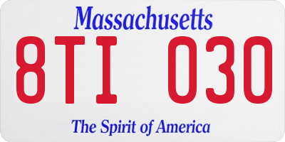MA license plate 8TI030