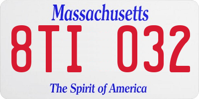 MA license plate 8TI032