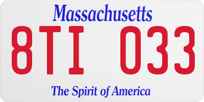 MA license plate 8TI033