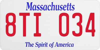MA license plate 8TI034