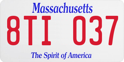 MA license plate 8TI037