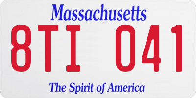 MA license plate 8TI041