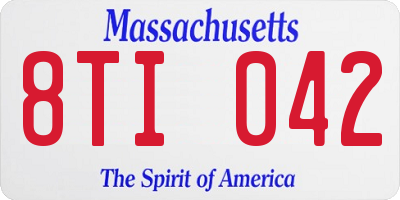 MA license plate 8TI042