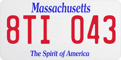 MA license plate 8TI043