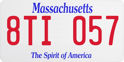 MA license plate 8TI057