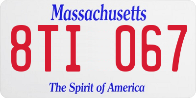 MA license plate 8TI067