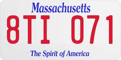 MA license plate 8TI071