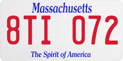 MA license plate 8TI072