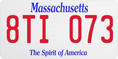 MA license plate 8TI073