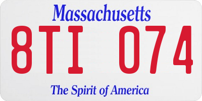 MA license plate 8TI074