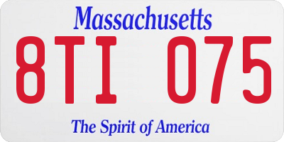 MA license plate 8TI075