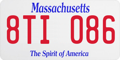 MA license plate 8TI086