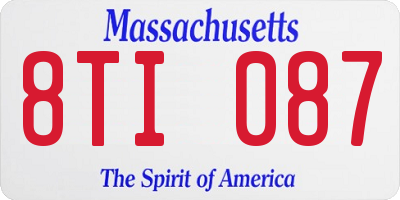 MA license plate 8TI087