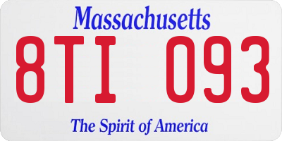 MA license plate 8TI093
