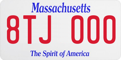 MA license plate 8TJ000