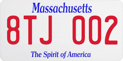 MA license plate 8TJ002