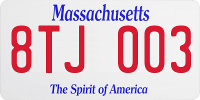 MA license plate 8TJ003