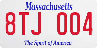 MA license plate 8TJ004