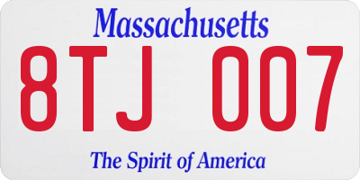 MA license plate 8TJ007