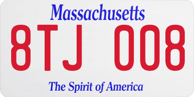 MA license plate 8TJ008