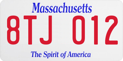 MA license plate 8TJ012