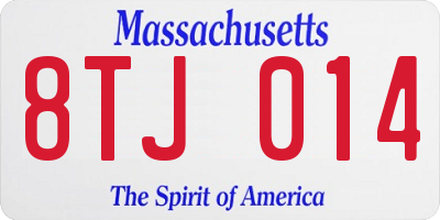 MA license plate 8TJ014