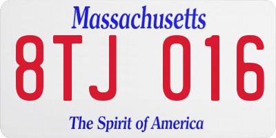 MA license plate 8TJ016