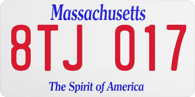 MA license plate 8TJ017